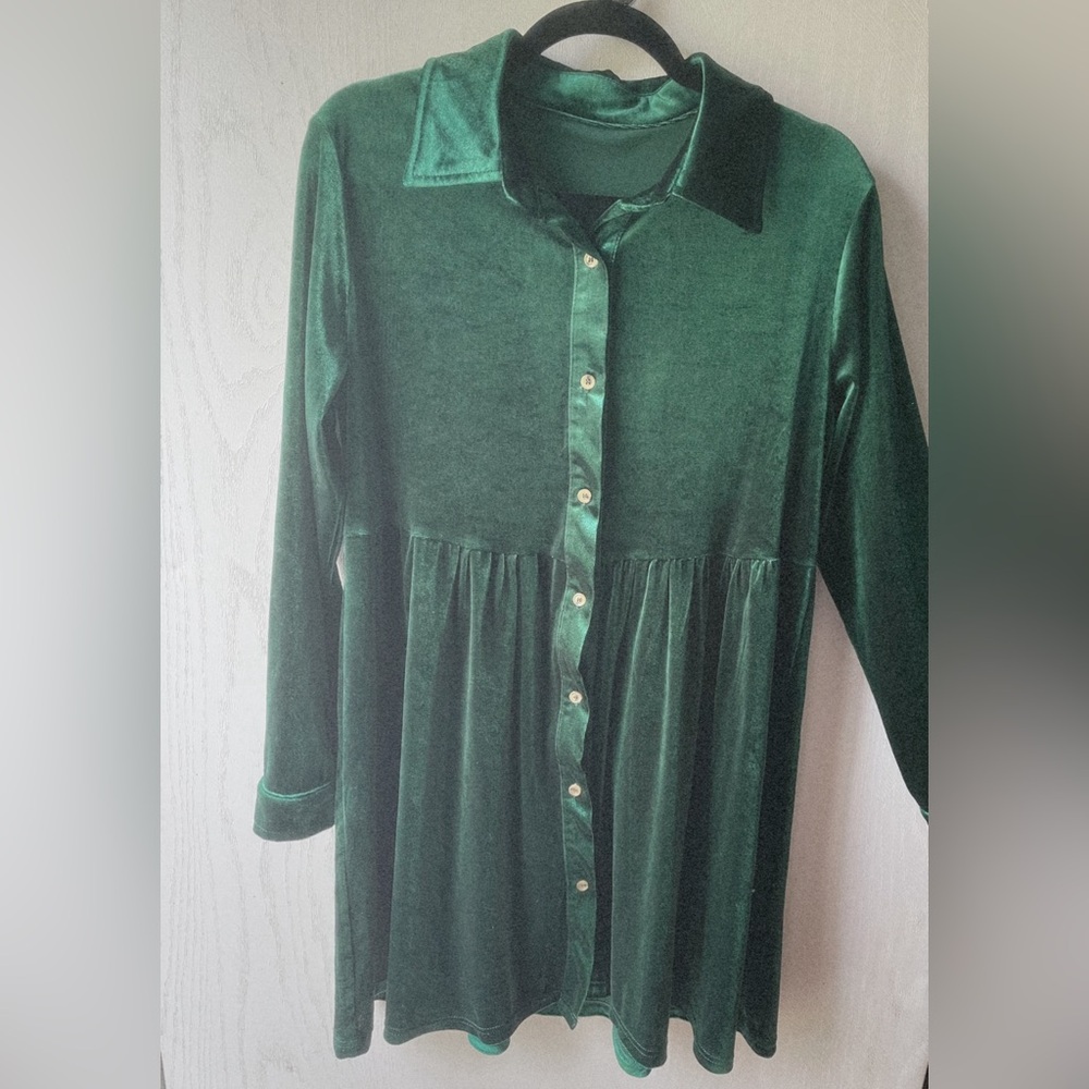 Gorgeous velvety green dress, perfect for Winter or Fall!